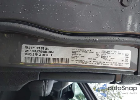 2024 Jeep Grand Cherokee L Altitude 4X4 z USA, uszkodzony, nr VIN 1C4RJKAG4R8548464